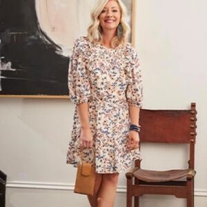 Matilda Jane Good Hart Perennial Floral Print Pheasant Dress Sz L